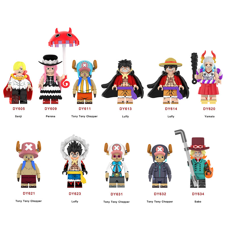 DY605-634 Animation One Piece Nika Luffy Sanji Ace Minifigs Assembling Action Figures Yamato Perona Building Blocks Children Toys