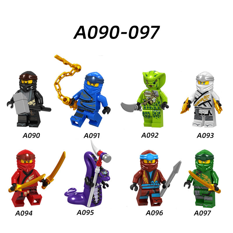 A090-097 Cole Jay Chokun Zane Chop'Rai Kai Lloyd Nya Cartoon Game Minifigures Building Blocks Mini Action Figures Assemble MOC DIY Weapon Sword Game Bricks Educational Toys Gift for Children Boys Kids