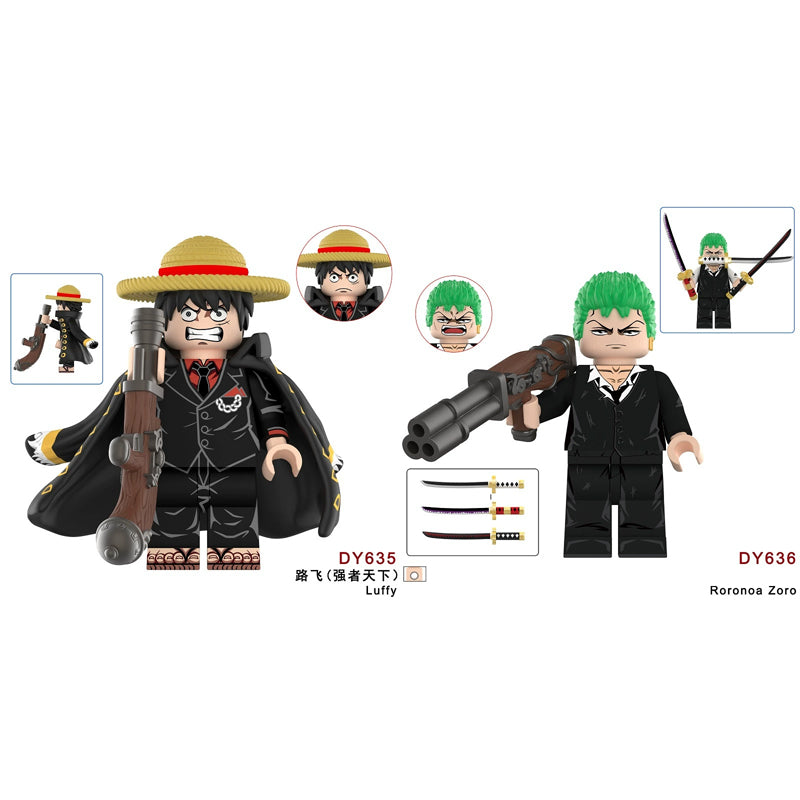 DY635 DY636 One Piece Roronoa Zoro Assembling Sword Hero Action Figures Pirate Hunter Minifigs Building Blocks Children Toys Gifts