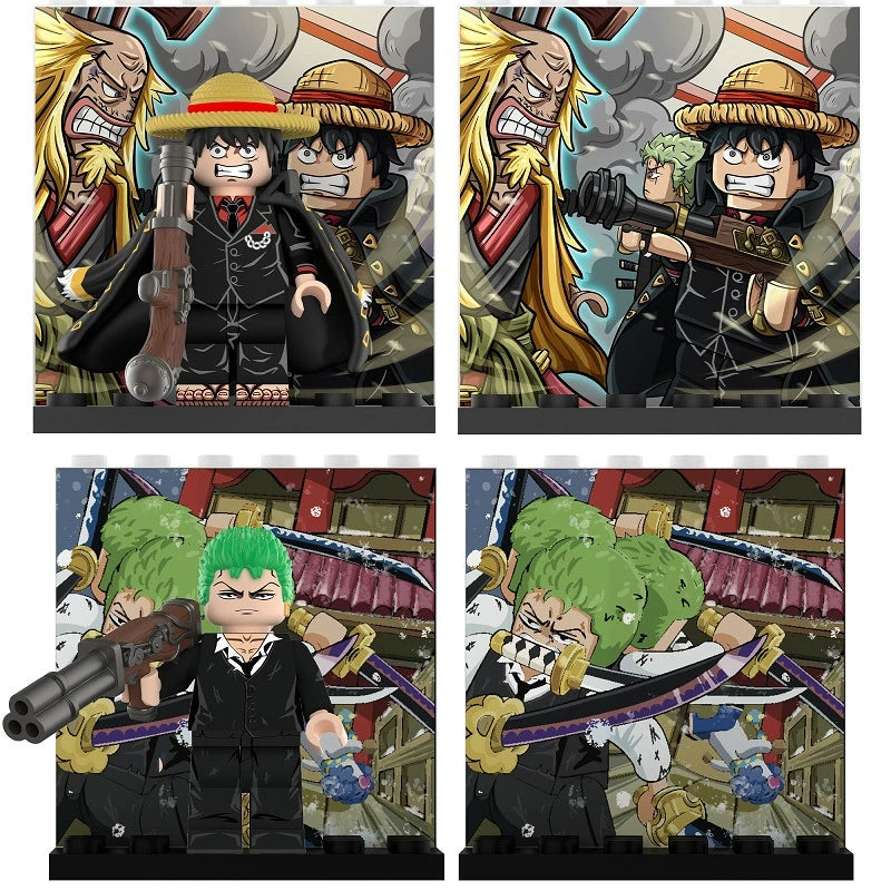 DY635 DY636 One Piece Roronoa Zoro Assembling Sword Hero Action Figures Pirate Hunter Minifigs Building Blocks Children Toys Gifts