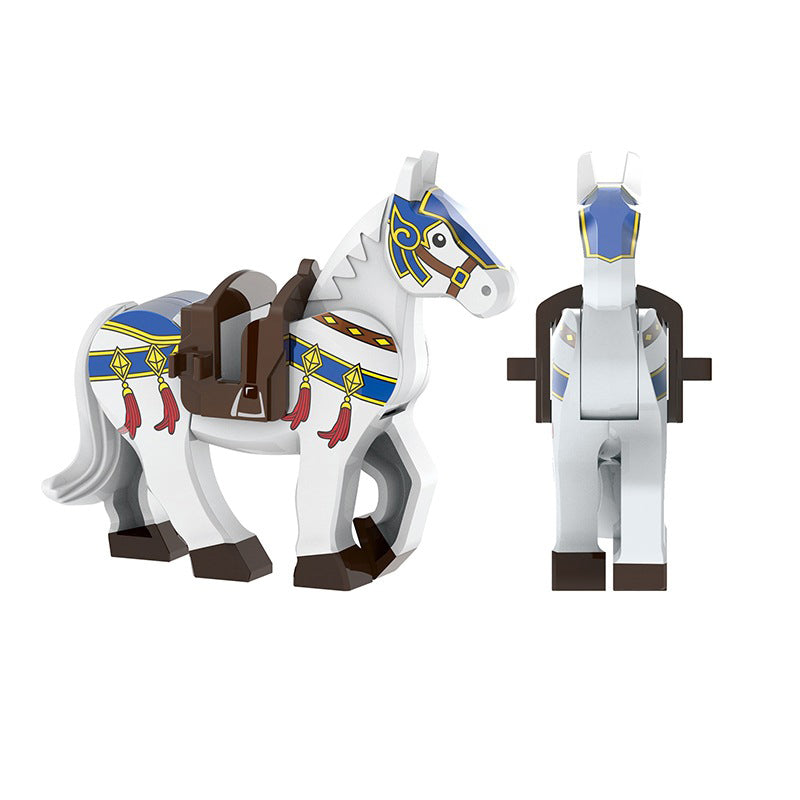 The Three Kingdoms Ancient Warrior Horse Series Building Blocks Medieval Generals Red Hare Saddle War Soldiers Kids Toy Children