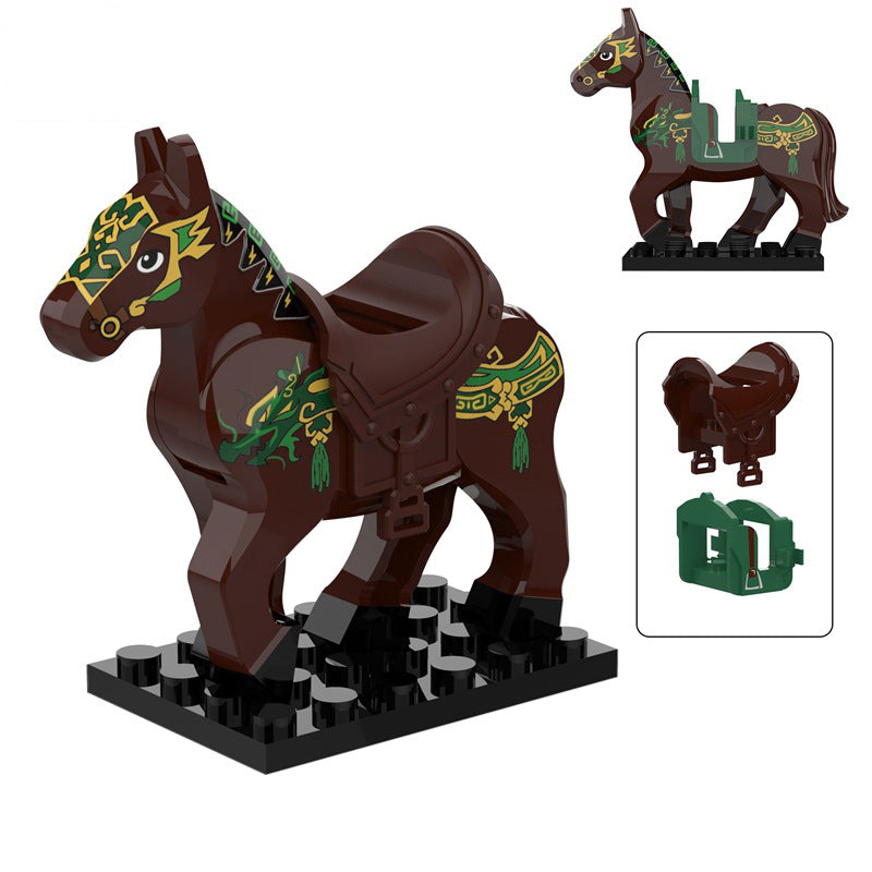 M200-205 Medieval The Three Kingdoms Generals Horse Mount Series Building Blocks Military War Soldiers Red Hare Accessories Toys Children