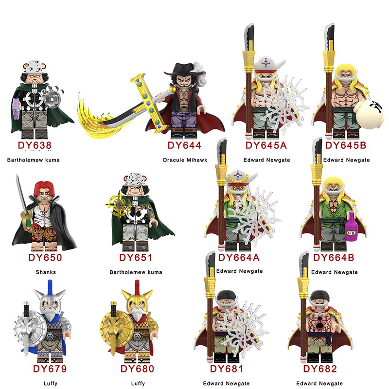 DY682 DY681 One Piece Series Bartholemew Kuma Edward Newgate Mini Anime Building Blocks Shanks Luffy Cartoon Movie Model Toys Decoration Children Gift