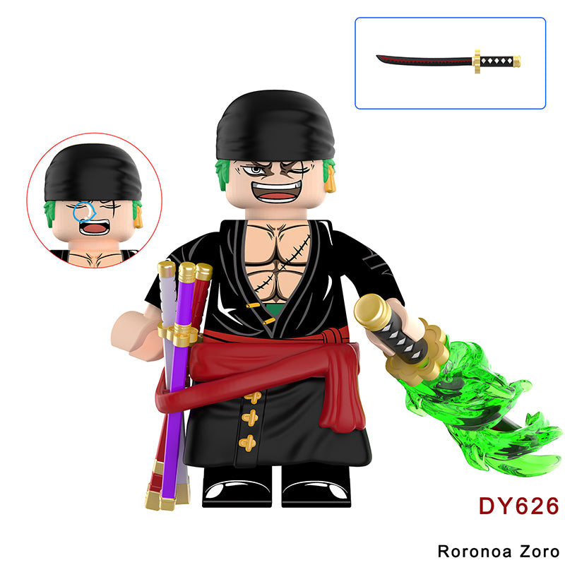 DY603-627 DY606 One Piece Roronoa Zoro Assembling Sword Hero Action Figures Pirate Hunter Minifigs Building Blocks Children Toys Gifts