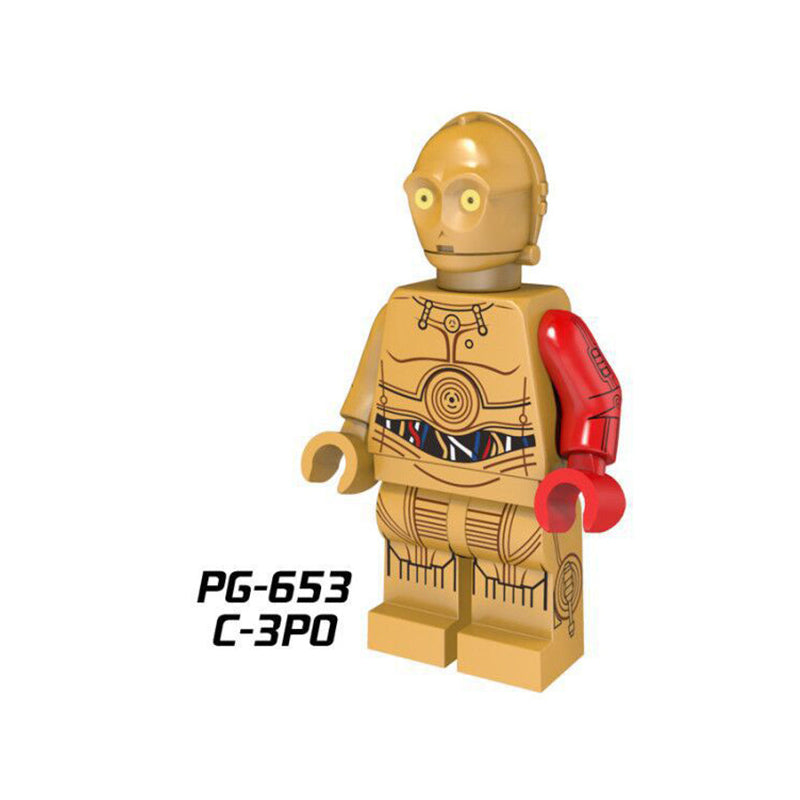 PG653 PG657-661 American Science Star Wars Series Jedi Knight Minifigs C-3PO Building Blocks Assembled Lightsaber Weapon Boy Toy Kids Gifts