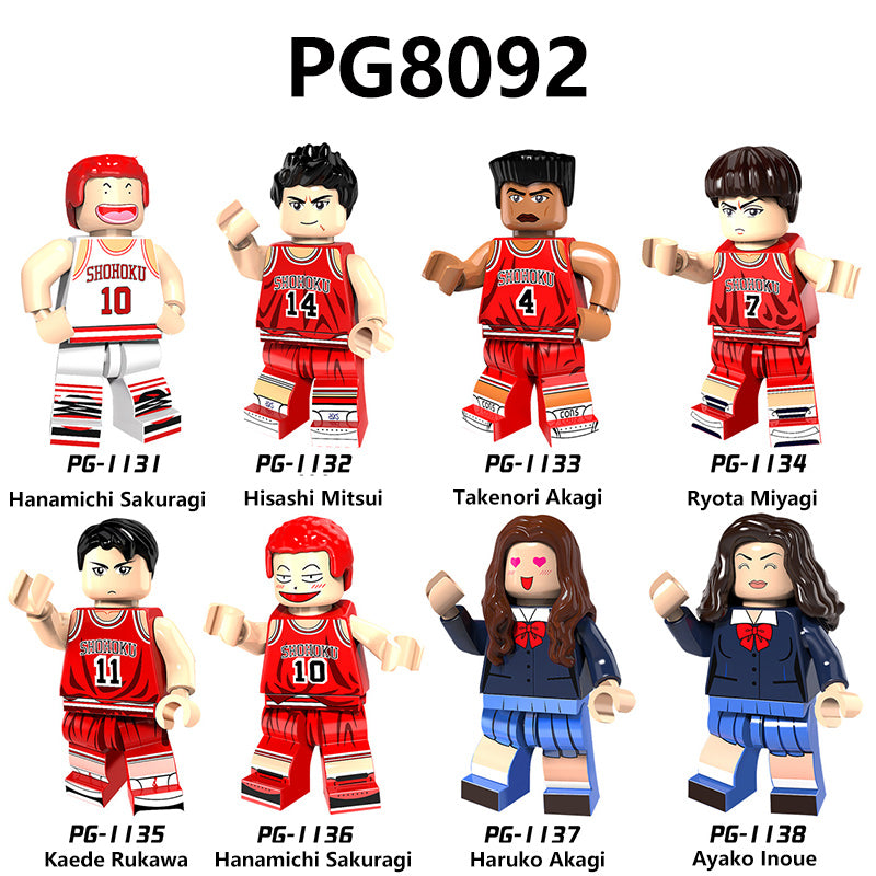 PG8092 Japanese Anime Slam Dunk Hanamichi Sakuragi Building Blocks Haruko Akagi Basketball Haruko Akagi Minifigs Children Gifts Toys