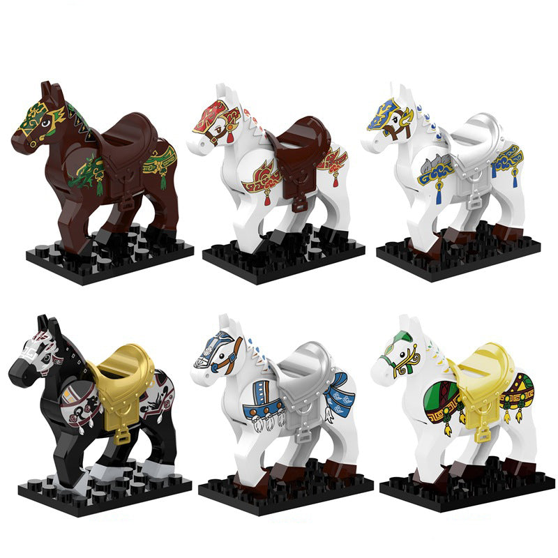 M200-205 Medieval The Three Kingdoms Generals Horse Mount Series Building Blocks Military War Soldiers Red Hare Accessories Toys Children