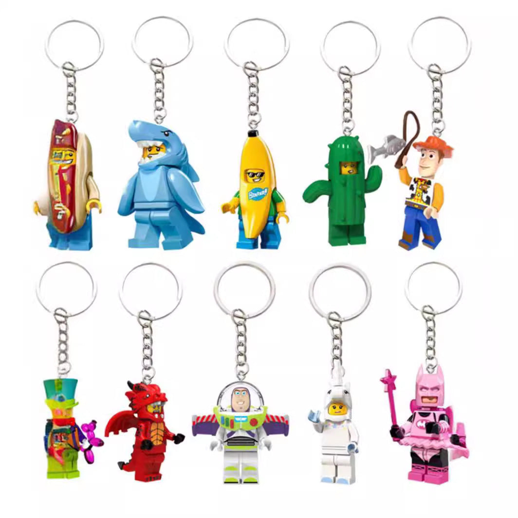 Toy Backpack Keychain Block Figure Charm Gift