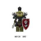 N813A Hobbit Medieval Knight Stormwind Orcs Soldier Minifigs Heavy Infantry Weapon Building Blocks Storm City Toy Kids Gift