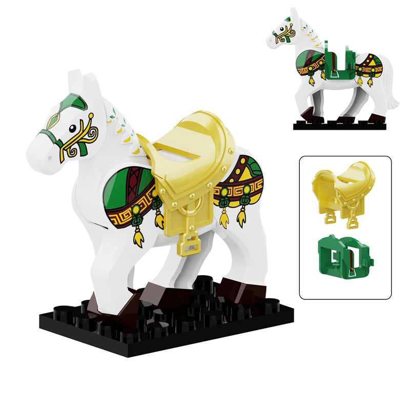 M200-205 Medieval The Three Kingdoms Generals Horse Mount Series Building Blocks Military War Soldiers Red Hare Accessories Toys Children