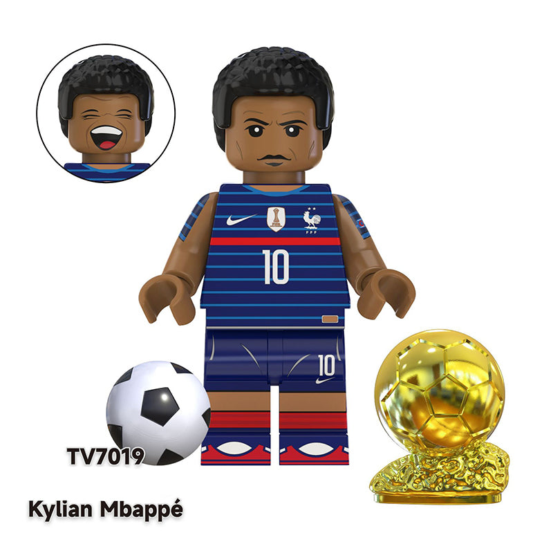TV6503 Football Players Star Leo Messi Neymar Anime Minifigs Building Blocks World Cup Luis Suarez Cartoon Boys Toys Gifts Children