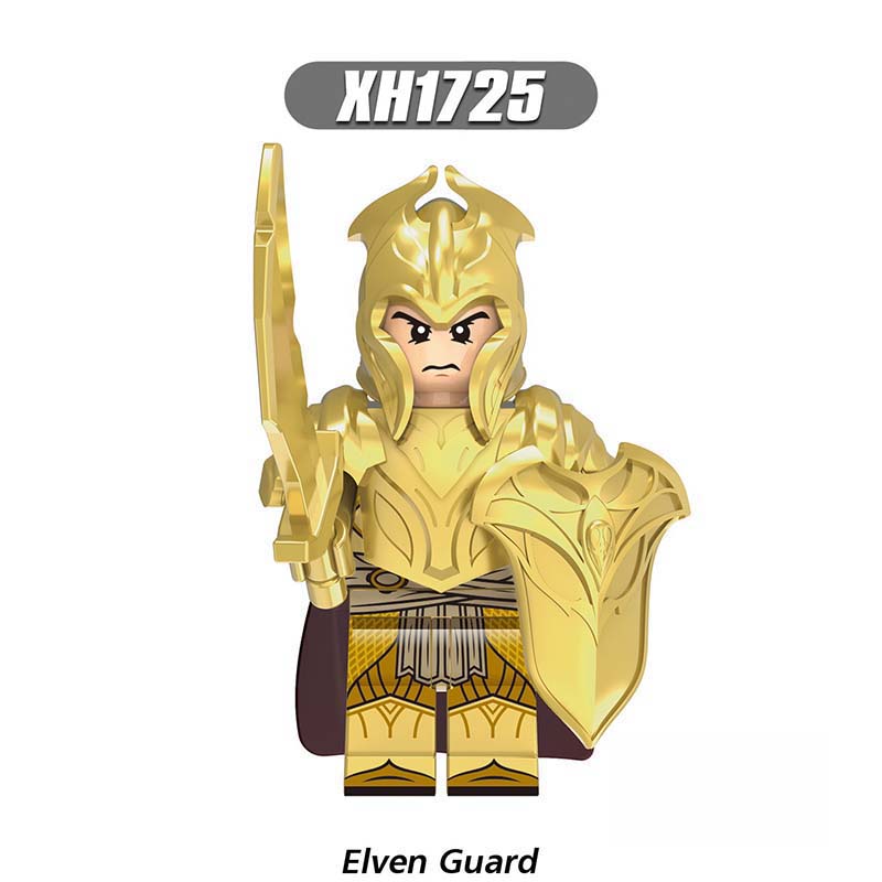 X0315 Lord of the Rings LOTR Hobbit Minifigure Building Blocks Medieval Military Elven Guard Elven Archer Elven Warrior Action Mini Figures Assemble MOC DIY Shield Armor Weapon Sword Bricks Educational Toys Gift for Children Boys Kids