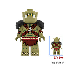 DY306 Hobbit Medieval Knight Stormwind Orcs Soldier Minifigs Heavy Infantry Weapon Building Blocks Storm City Toy Kids Gift