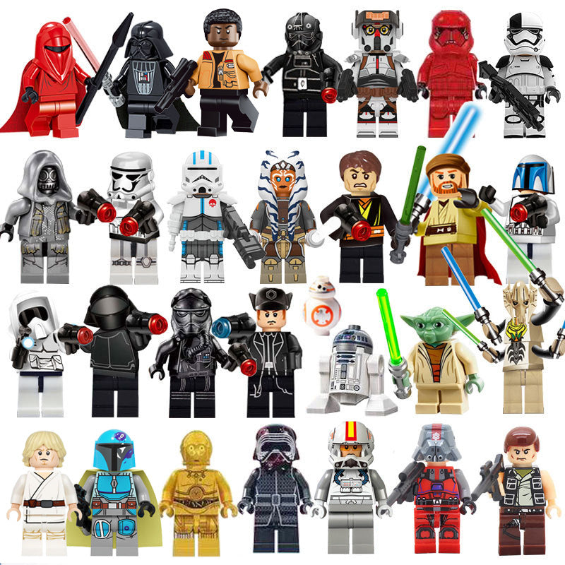YMX019 29PCS Star Wars Series Minifigs Building Blocks Superheroes Commander Bacara Clone Heavy Assault Trooper Weapon Lightsaber Toys