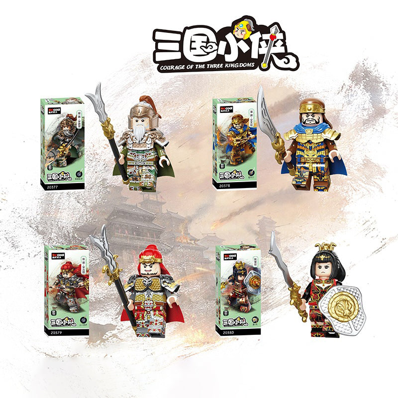 Decool 20377-20380 Three Kingdoms Soldier Cheng Pu Zhang Bao Building Blocks Army Action Figures Minifigs Weapons Legion Kids Gifts Toys