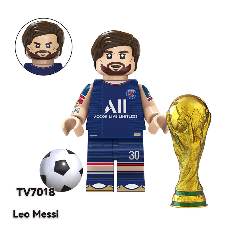 TV6503 Football Players Star Leo Messi Neymar Anime Minifigs Building Blocks World Cup Luis Suarez Cartoon Boys Toys Gifts Children