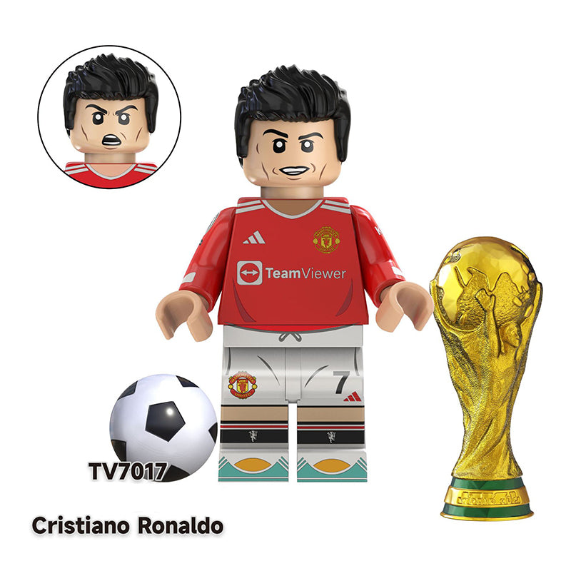 TV6503 Football Players Star Leo Messi Neymar Anime Minifigs Building Blocks World Cup Luis Suarez Cartoon Boys Toys Gifts Children