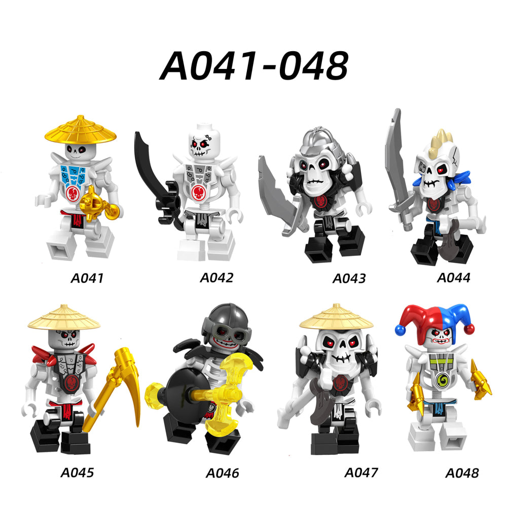 A041-048 Enter the Ninjanomicon Masters of Spinjitzu Cartoon Game Minifigures Building Blocks Bone Soldier Chopov Kruncha Nuckal Action Mini Figures Assemble DIY Bricks Educational Toys Gift for Children