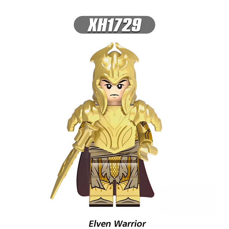 X0315 Lord of the Rings LOTR Hobbit Minifigure Building Blocks Medieval Military Elven Guard Elven Archer Elven Warrior Action Mini Figures Assemble MOC DIY Shield Armor Weapon Sword Bricks Educational Toys Gift for Children Boys Kids