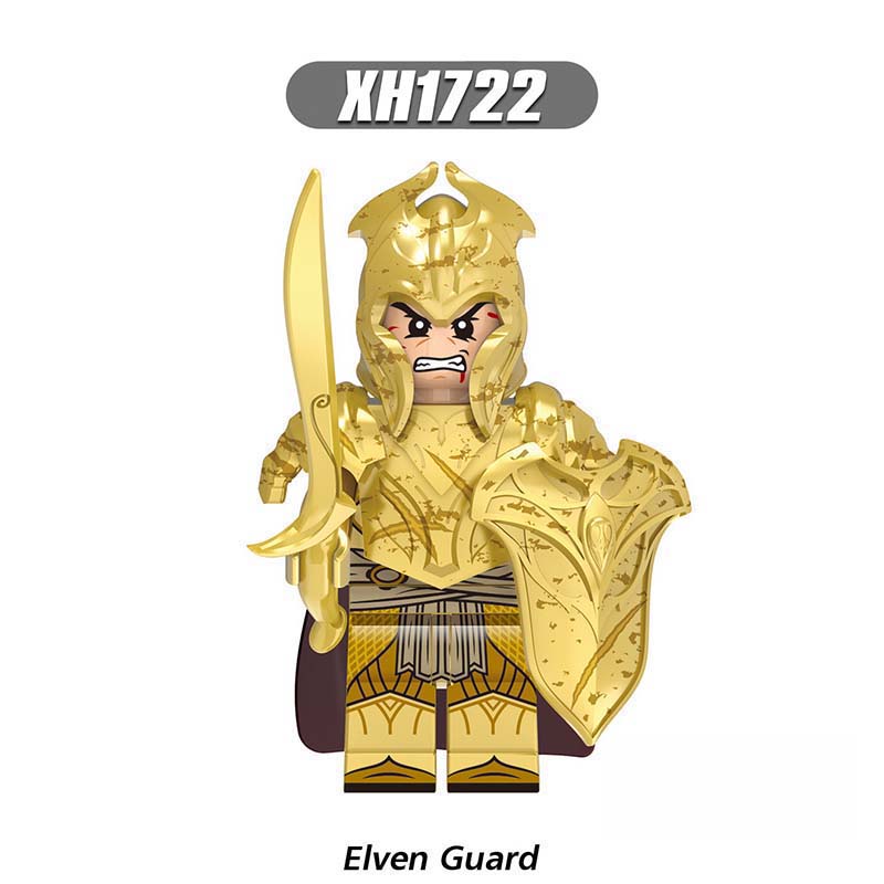X0315 Lord of the Rings LOTR Hobbit Minifigure Building Blocks Medieval Military Elven Guard Elven Archer Elven Warrior Action Mini Figures Assemble MOC DIY Shield Armor Weapon Sword Bricks Educational Toys Gift for Children Boys Kids