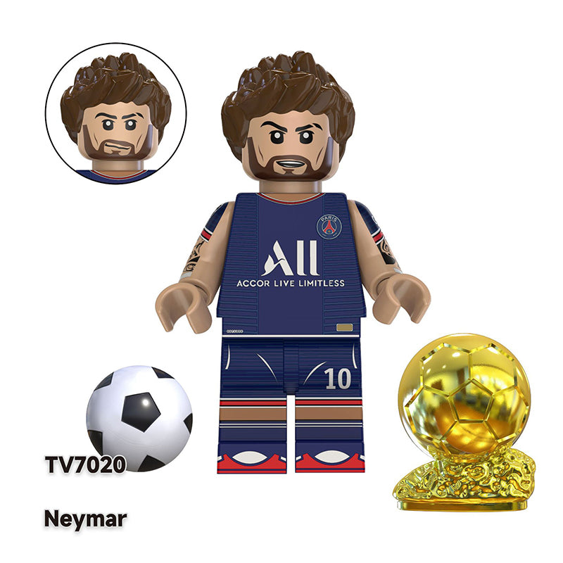 TV6503 Football Players Star Leo Messi Neymar Anime Minifigs Building Blocks World Cup Luis Suarez Cartoon Boys Toys Gifts Children