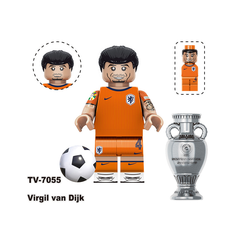 TV6507 Football Star Virgil Van Dijk Toni Kroos Anime Minifigs Building Blocks Bellingham Alvaro Morata Boys Toys Gifts Children