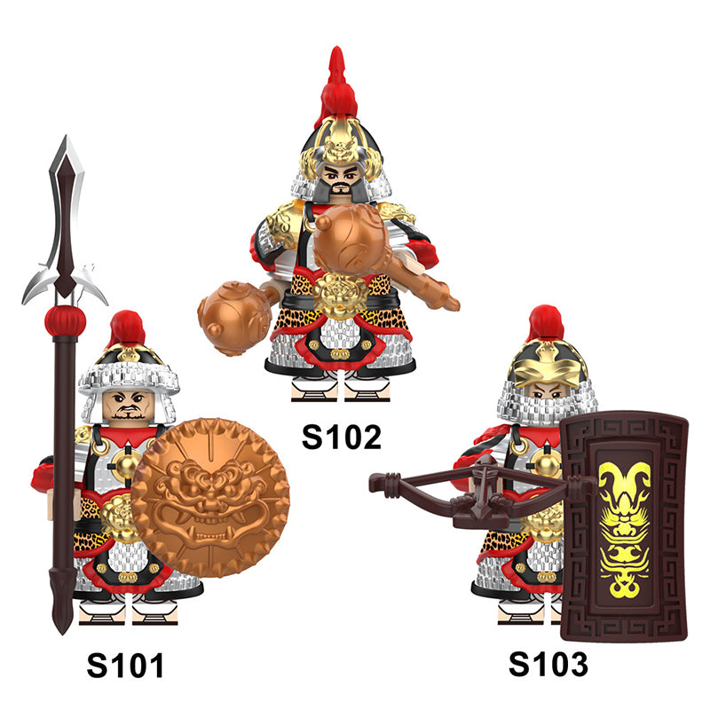 S101-103 S631-633 Ancient Historical Figures Song Dynasty Lance Armor Shield Infantry Accessories Building Blocks Xuanjia Minifig Gift Toy