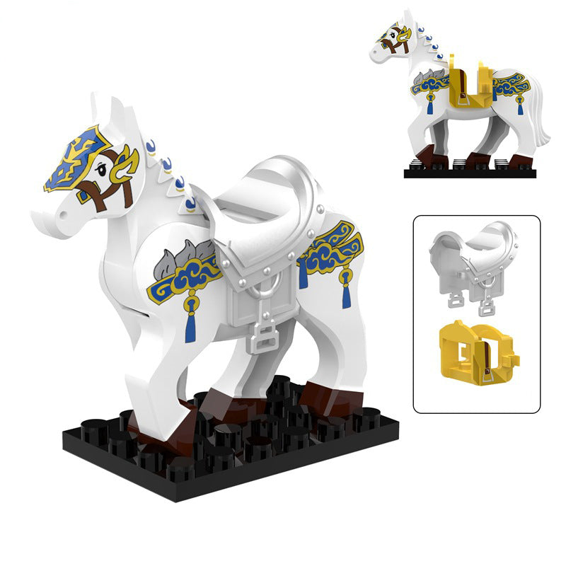 M200-205 Medieval The Three Kingdoms Generals Horse Mount Series Building Blocks Military War Soldiers Red Hare Accessories Toys Children