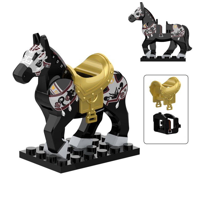 M200-205 Medieval The Three Kingdoms Generals Horse Mount Series Building Blocks Military War Soldiers Red Hare Accessories Toys Children
