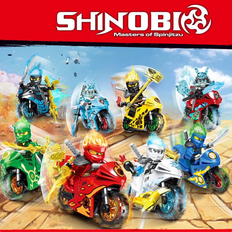 61015 Enter the Ninjanomicon Masters of Spinjitzu Cartoon Game Minifigures Building Blocks Jay Zane Kal Pixal Lloyd Niya Cole Action Motorcycle Mini Figures Assemble MOC DIY Weapon Sword Game Bricks Educational Toys Gift for Children Boys Kids