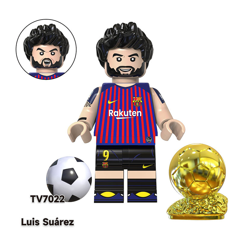 TV6503 Football Players Star Leo Messi Neymar Anime Minifigs Building Blocks World Cup Luis Suarez Cartoon Boys Toys Gifts Children
