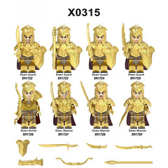 X0315 Lord of the Rings LOTR Hobbit Minifigure Building Blocks Medieval Military Elven Guard Elven Archer Elven Warrior Action Mini Figures Assemble MOC DIY Shield Armor Weapon Sword Bricks Educational Toys Gift for Children Boys Kids
