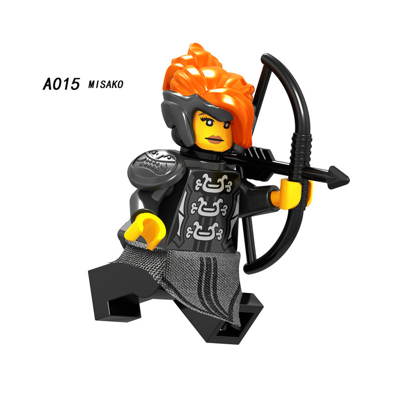 A009-016 Enter the Ninjanomicon Masters of Spinjitzu Cartoon Game Minifigures Building Blocks Snake Jaguar Luke Cunningham Ultra Violet Hutchins Chopper Maroon MR.E Misako Garmaoon Action Mini Figures Assemble DIY Bricks Educational Toy