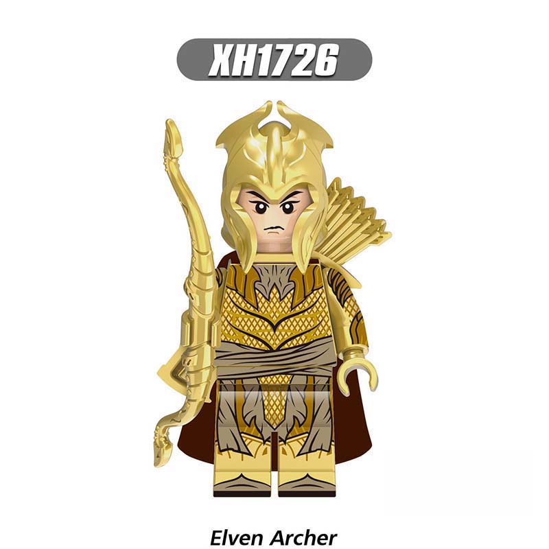 X0315 Lord of the Rings LOTR Hobbit Minifigure Building Blocks Medieval Military Elven Guard Elven Archer Elven Warrior Action Mini Figures Assemble MOC DIY Shield Armor Weapon Sword Bricks Educational Toys Gift for Children Boys Kids
