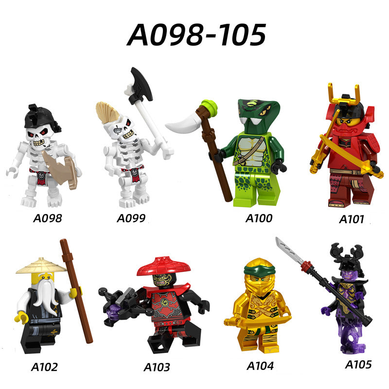 A098-105 Enter the Ninjanomicon Masters of Spinjitzu Cartoon Game Minifigures Building Blocks Kruncha Nuckal Chokun Nya Lloyd A102 The Overlord Scout Lloyd Montgomery Garmadon Master Wu Action Mini Figures Assemble MOC DIY Weapon Bricks Toys Gift Boys
