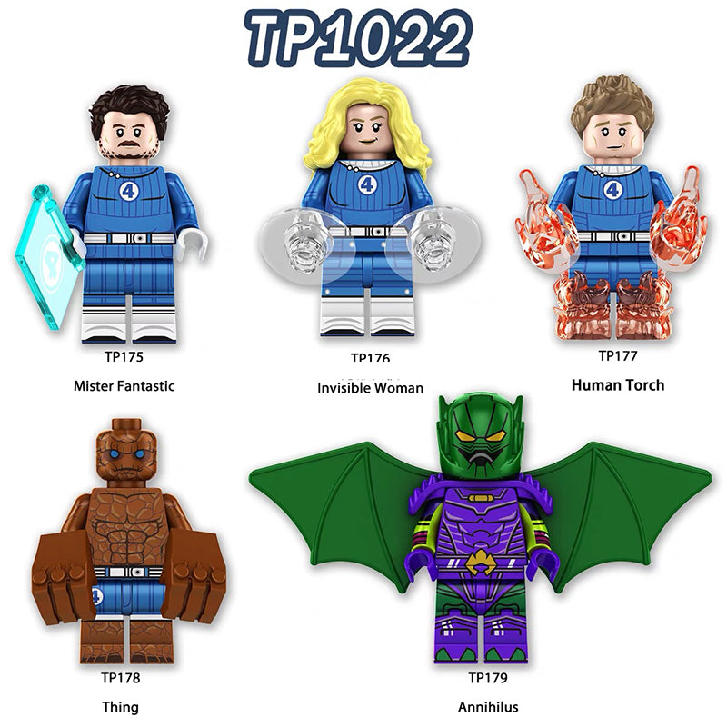 TP1022 Marvel DC Fantastic Four Mister Fantastic Minifigs Action Figure Human Torch Building Blocks Annihilus Children Gifts Toys