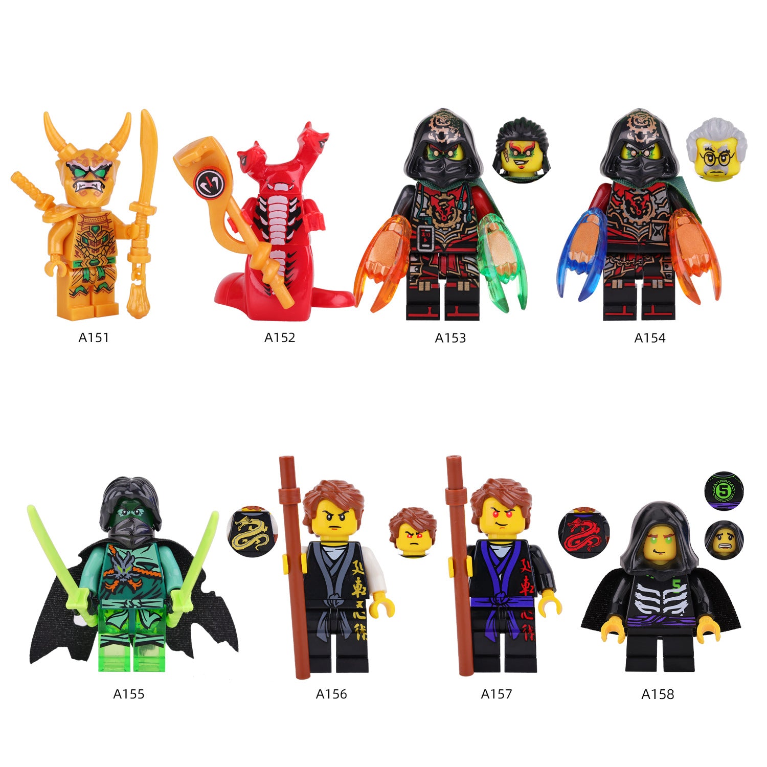 A151-158 Phantom Ninja Game Series Weapon Minifigs Building Blocks Accessories Shield Sword Lloyd Nya Smith Compatible Toys Boys