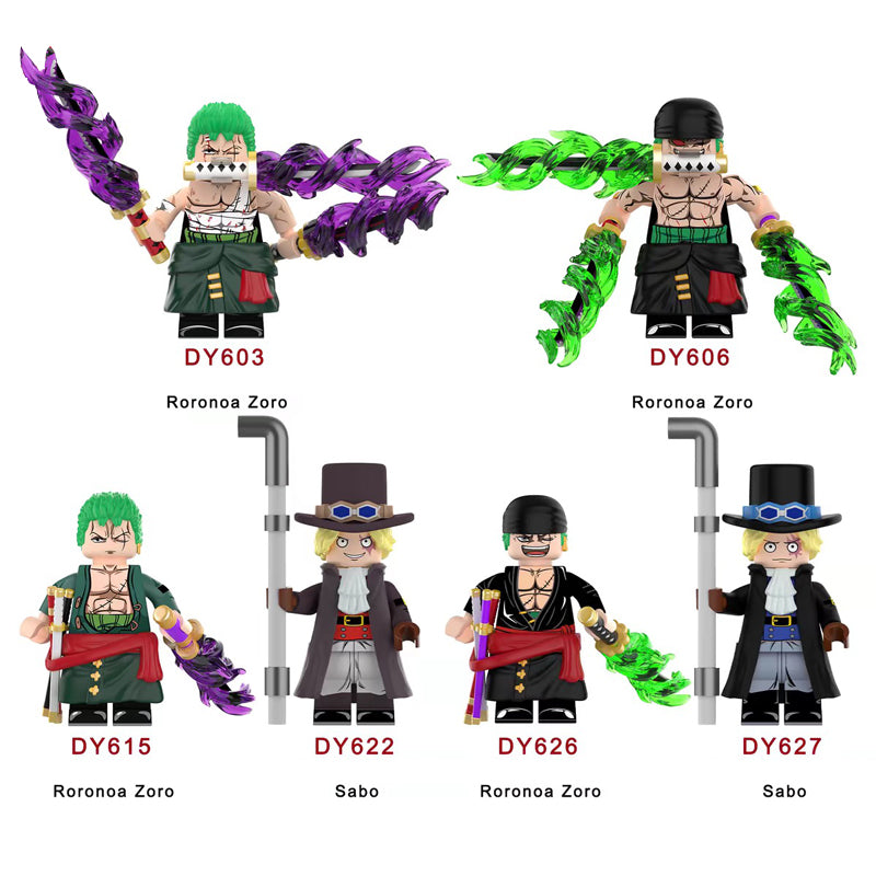 DY603-627 DY606 One Piece Roronoa Zoro Assembling Sword Hero Action Figures Pirate Hunter Minifigs Building Blocks Children Toys Gifts