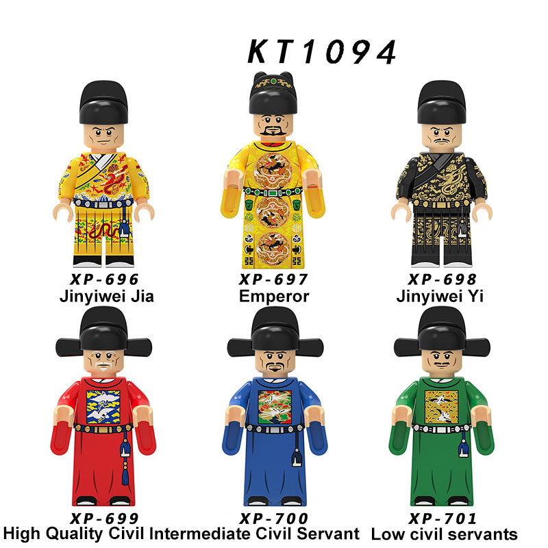 KT1094 Chinese Acient Minifigures Building Blocks Jinyiwei Jia Emperor Armor Civil Servant Compatible Action Mini Figures Assemble Educational Toys Gift