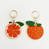 Orange Leather Charm: Double-Sided Citrus