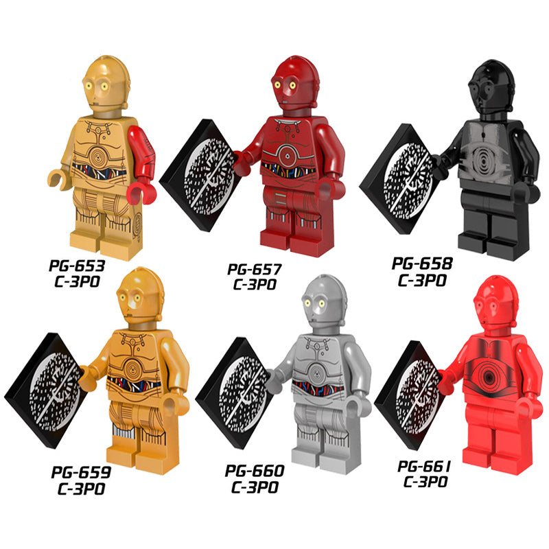 PG653 PG657-661 American Science Star Wars Series Jedi Knight Minifigs C-3PO Building Blocks Assembled Lightsaber Weapon Boy Toy Kids Gifts