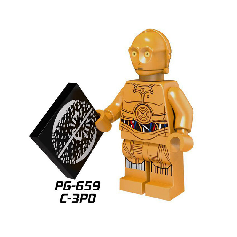 PG653 PG657-661 American Science Star Wars Series Jedi Knight Minifigs C-3PO Building Blocks Assembled Lightsaber Weapon Boy Toy Kids Gifts