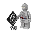 PG653 PG657-661 American Science Star Wars Series Jedi Knight Minifigs C-3PO Building Blocks Assembled Lightsaber Weapon Boy Toy Kids Gifts