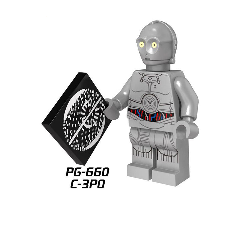PG653 PG657-661 American Science Star Wars Series Jedi Knight Minifigs C-3PO Building Blocks Assembled Lightsaber Weapon Boy Toy Kids Gifts