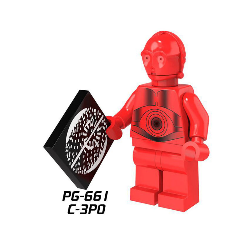 PG653 PG657-661 American Science Star Wars Series Jedi Knight Minifigs C-3PO Building Blocks Assembled Lightsaber Weapon Boy Toy Kids Gifts