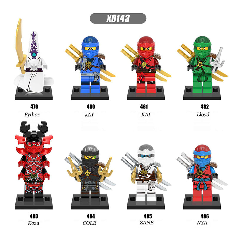 X0143 Enter the Ninjanomicon Masters of Spinjitzu Cartoon Game Minifigures Building Blocks Pythor Jay Kai Lloyd Kozu Cole Zane Nya Action Mini Figures Assemble Bricks Educational Toys for Children Boys