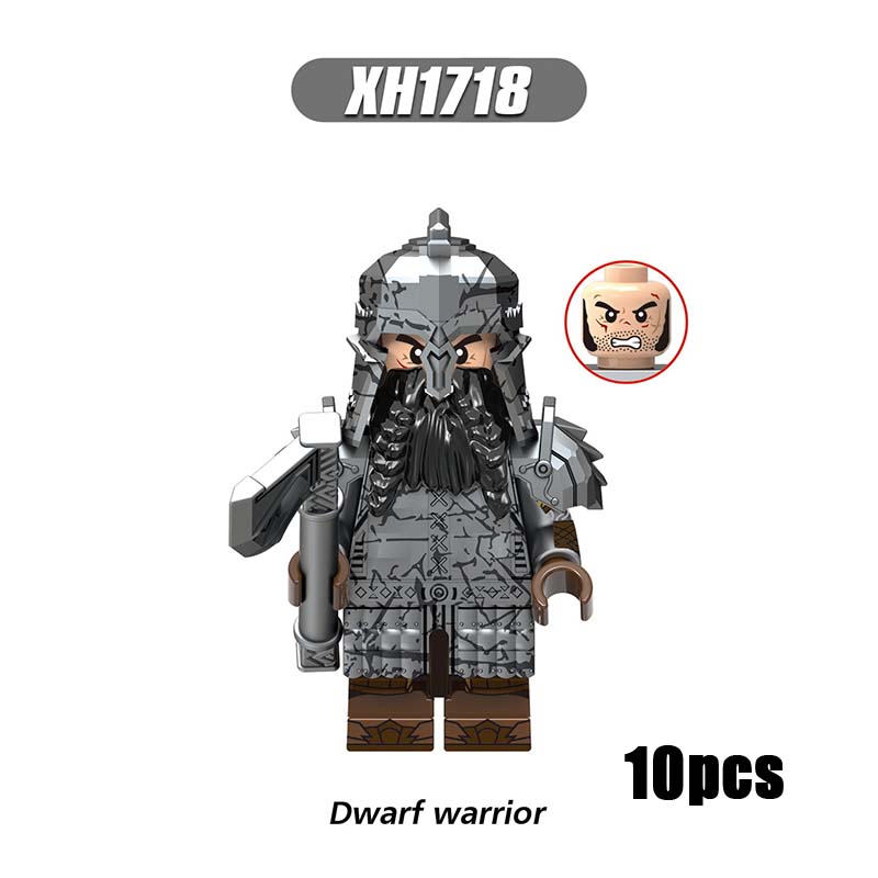 X0314 Lord of the Rings LOTR Hobbit Wars Minifigures Building Blocks Dwarf Warrior Medieval Military Ironfoot Durin's Folk Action Mini Figures Weapon Helmet Shield Armor Sword Assemble DIY MOC Accessories Movies Bricks Educational Toys Gift for Children