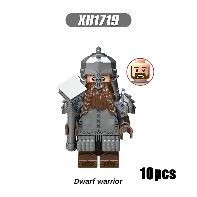 X0314 Lord of the Rings LOTR Hobbit Wars Minifigures Building Blocks Dwarf Warrior Medieval Military Ironfoot Durin's Folk Action Mini Figures Weapon Helmet Shield Armor Sword Assemble DIY MOC Accessories Movies Bricks Educational Toys Gift for Children