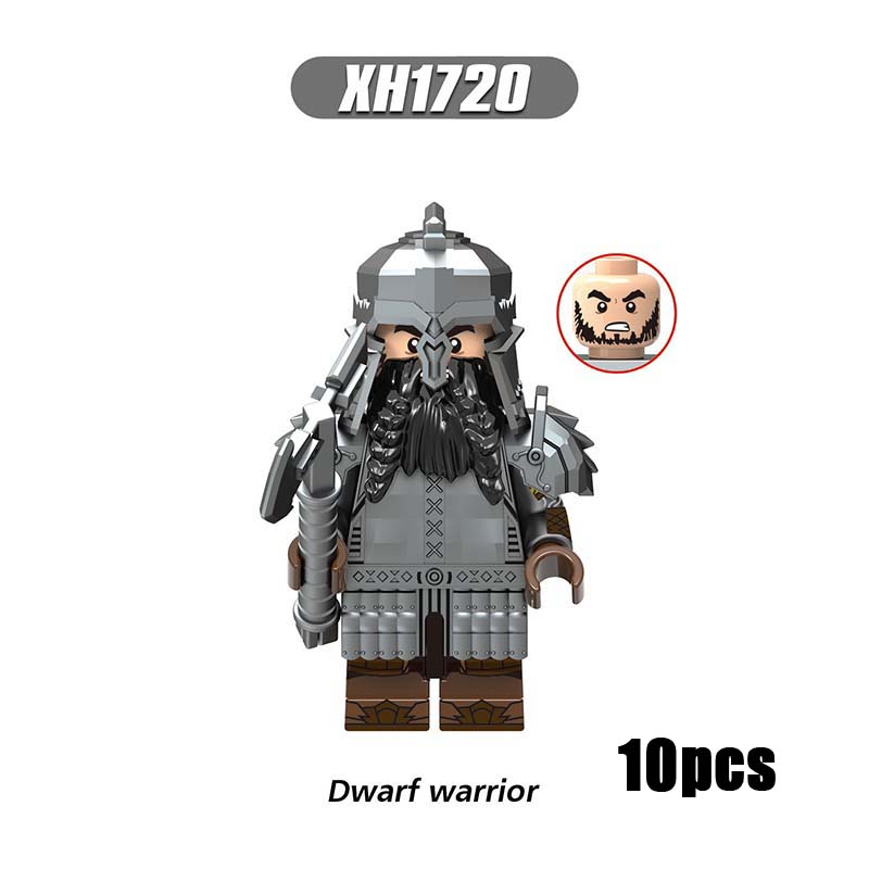 X0314 Lord of the Rings LOTR Hobbit Wars Minifigures Building Blocks Dwarf Warrior Medieval Military Ironfoot Durin's Folk Action Mini Figures Weapon Helmet Shield Armor Sword Assemble DIY MOC Accessories Movies Bricks Educational Toys Gift for Children