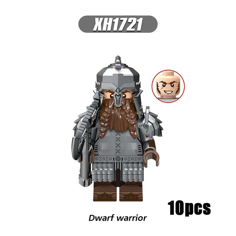 X0314 Lord of the Rings LOTR Hobbit Wars Minifigures Building Blocks Dwarf Warrior Medieval Military Ironfoot Durin's Folk Action Mini Figures Weapon Helmet Shield Armor Sword Assemble DIY MOC Accessories Movies Bricks Educational Toys Gift for Children